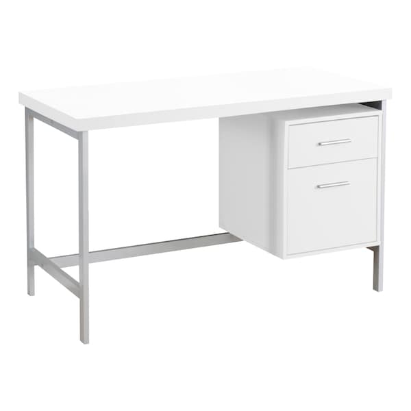 Computer Desk, Home Office, Laptop, Left, Right Set-up, Storage Drawers, 48"L, Work, Metal, White
